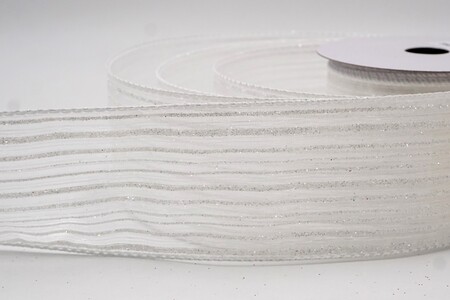 White  Metallic Sheer Fine Pinstripe Ribbon_KW0455GC-1-1